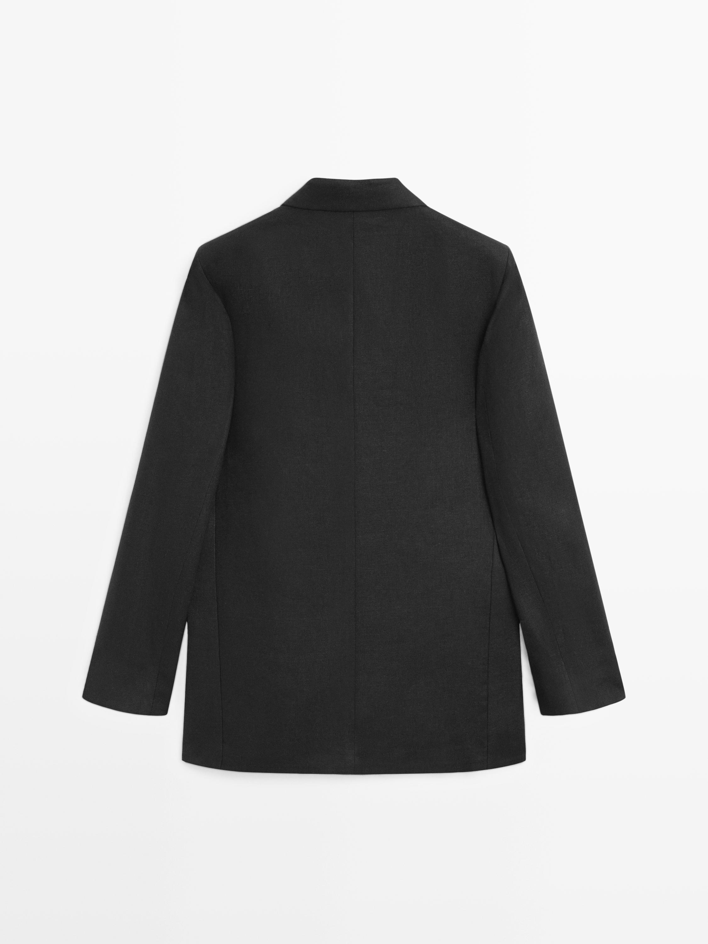 100% linen double-breasted blazer